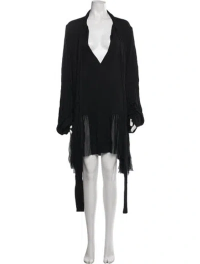 Pre-owned Ann Demeulemeester V-neck Mini Dress W/ Tags In Black