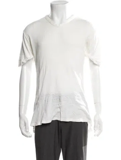 Pre-owned Ann Demeulemeester V-neck Short Sleeve T-shirt In White