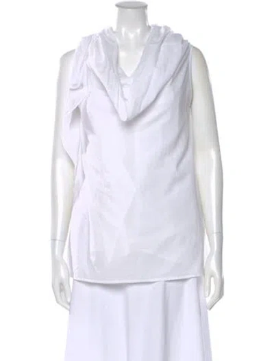 Pre-owned Ann Demeulemeester V-neck Sleeveless Top In White