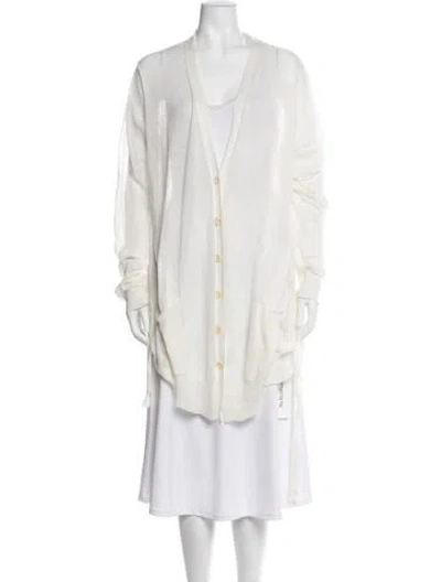 Pre-owned Ann Demeulemeester V-neck Sweater In Neutrals
