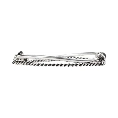 Pre-owned Ann Demeulemeester Vokko Bangle With Chain 'antique Silver' | Men's Size L