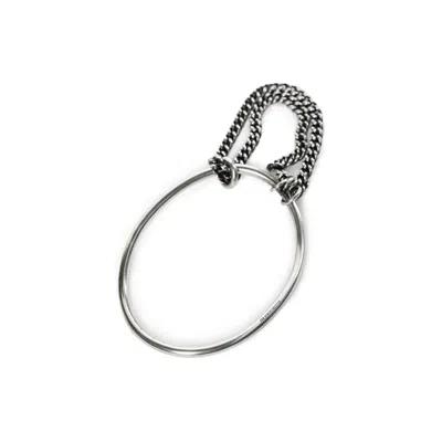 Ann Demeulemeester Vokko Bangle With Chain In Silver