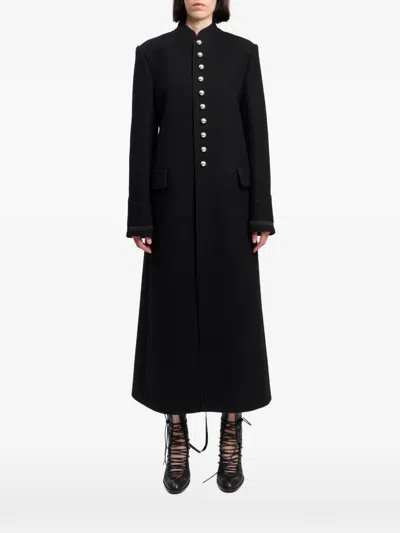 Ann Demeulemeester Washed Wool Coat In Black