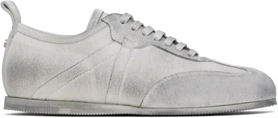 ANN DEMEULEMEESTER WHITE & GRAY SIRU LOW-TOP BOXING SNEAKERS