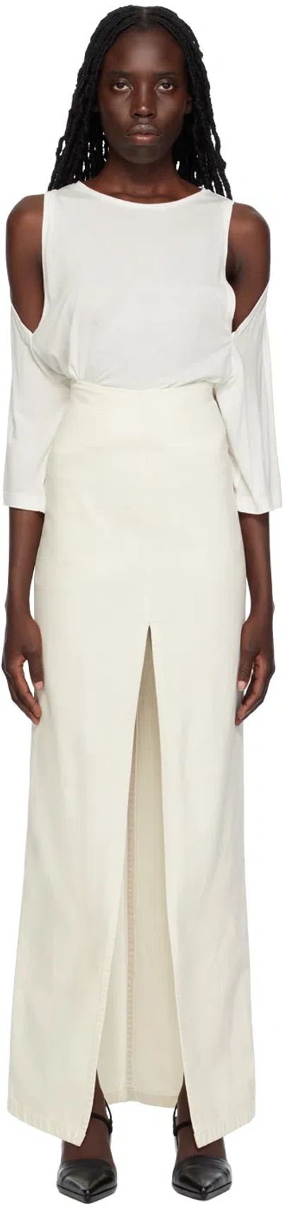 Ann Demeulemeester Odilie Slouchy Waist Straight Skirt In 020 Chalk