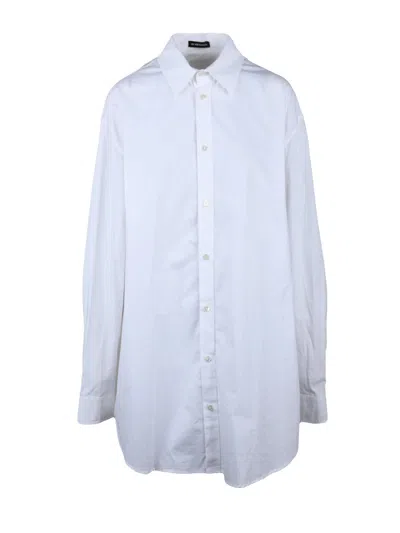 Ann Demeulemeester White Elongated Relaxed-fit Cotton Shirt