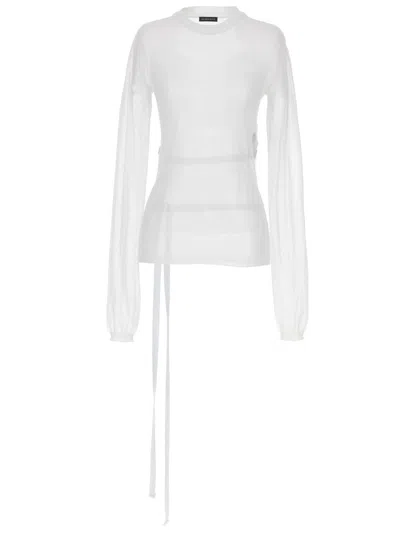ANN DEMEULEMEESTER WHITE LACE UP DETAIL SWEATER