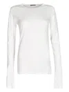 Ann Demeulemeester White Solid Crew Neck T-shirt In White