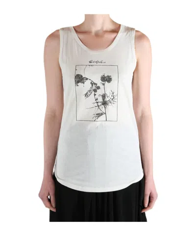 Ann Demeulemeester 'wildflower' Print Mexi Wrinkled Cropped Tank Top In White