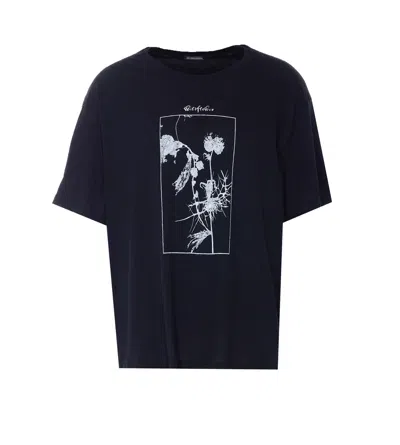 Ann Demeulemeester Wildflower Print T-shirt In Black
