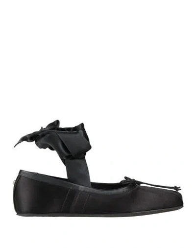 Ann Demeulemeester Woman Ballet Flats Black Size 6 Leather, Textile Fibers
