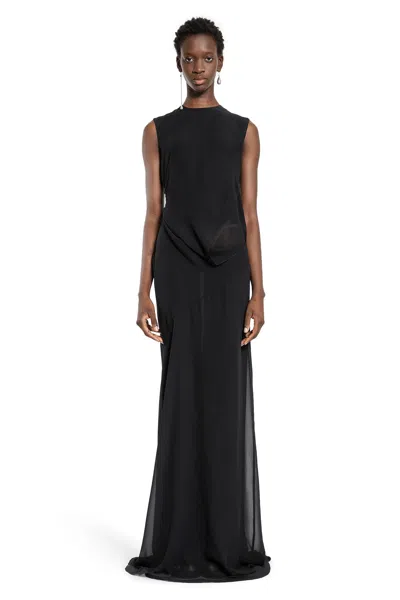 ANN DEMEULEMEESTER ABITO LUNGO ASIMMETRICO LEAH IN GEORGETTE DI SETA