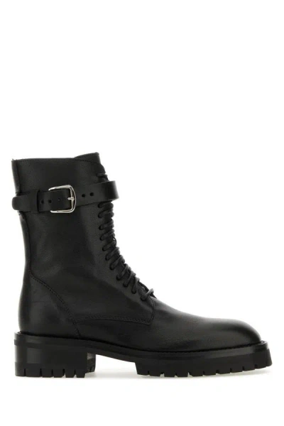 Ann Demeulemeester Woman Black Leather Ankle Boots