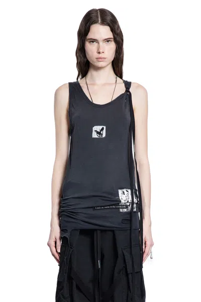 Ann Demeulemeester Zina Standard Tank Top With Printed Patch In Black