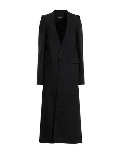 Ann Demeulemeester Woman Coat Black Size 8 Virgin Wool, Elastane