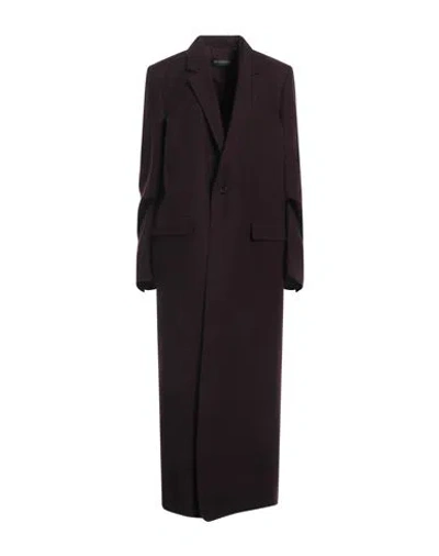 Ann Demeulemeester Woman Coat Deep Purple Size 12 Virgin Wool In Brown