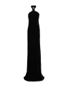 Ann Demeulemeester Long Dress With Velvet Texture And Open Back In Black