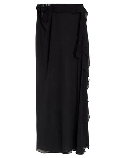 Ann Demeulemeester Woman Maxi Skirt Black Size 10 Silk, Calfskin
