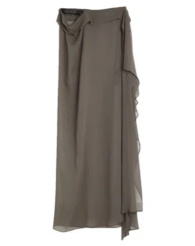 Ann Demeulemeester Woman Maxi Skirt Grey Size 8 Silk, Calfskin In Gray