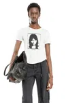 Ann Demeulemeester Georgette ''fino Alla Fine'' Micro T-shirt In Off-white