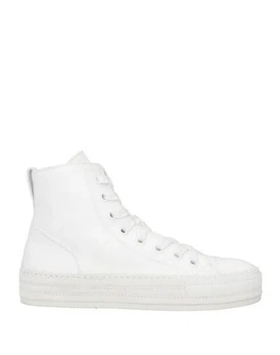 Ann Demeulemeester Woman Sneakers White Size 6 Textile Fibers, Calfskin