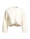 Ann Demeulemeester Woman Turtleneck Cream Size L Virgin Wool In White