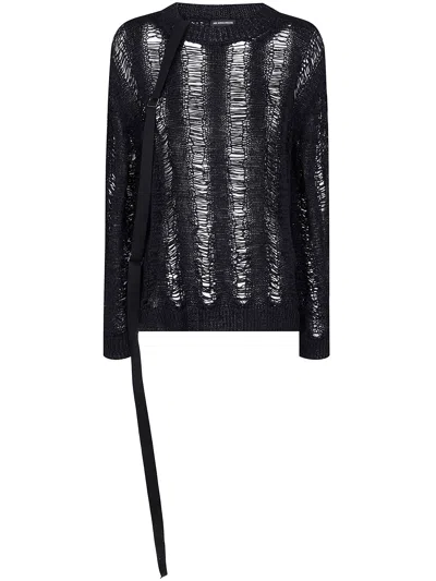 Ann Demeulemeester Women Cilla Ladder Stitch Boat Neck Oversize In Black