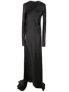 Ann Demeulemeester Demy X-long High Slit Long Sleeve Dress In Black