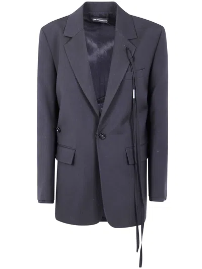 ANN DEMEULEMEESTER ANN DEMEULEMEESTER WOMEN "ELIN" TWISTED CLOUSURE TAILORED JACKET WITH RAW EDGE COTTON DETAIL