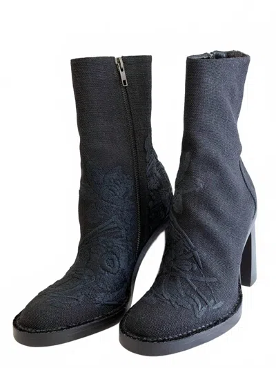 Ann Demeulemeester Women's Embroidered Boots In Black In Blue