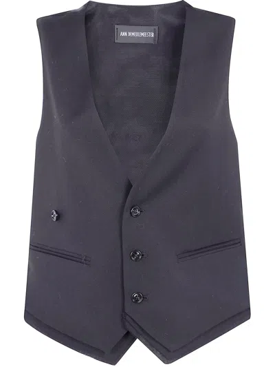 Ann Demeulemeester Women "janessa" Twisted Clousure Waistcoat With Raw Edge Cotton Detail In Black