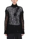 Ann Demeulemeester Open-knit High-neck Sweater In Black