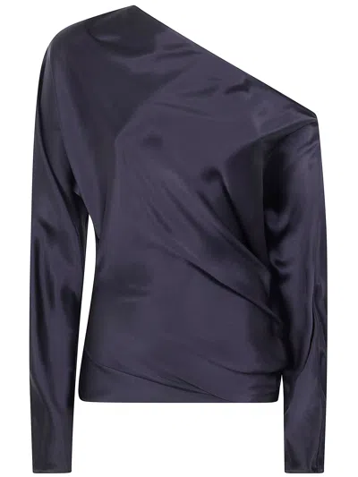 Ann Demeulemeester One-shoulder Long-sleeve Top In Purple