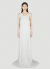 Ann Demeulemeester Floor-length Dress With Belted Waist And Side Slit In White