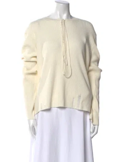 Pre-owned Ann Demeulemeester Wool Bateau Neckline Sweatshirt W/ Tags In Neutral