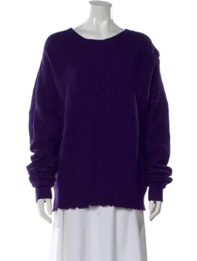 Pre-owned Ann Demeulemeester Wool Crew Neck Sweater In Purple