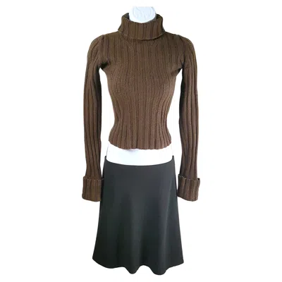 Pre-owned Ann Demeulemeester Wool Ribbedhighneckknit & Biascutlowwaistminiskirt Set Fw1996 In Black