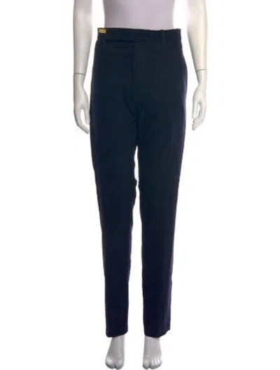 Pre-owned Ann Demeulemeester Wool Straight Leg Pants In Blue
