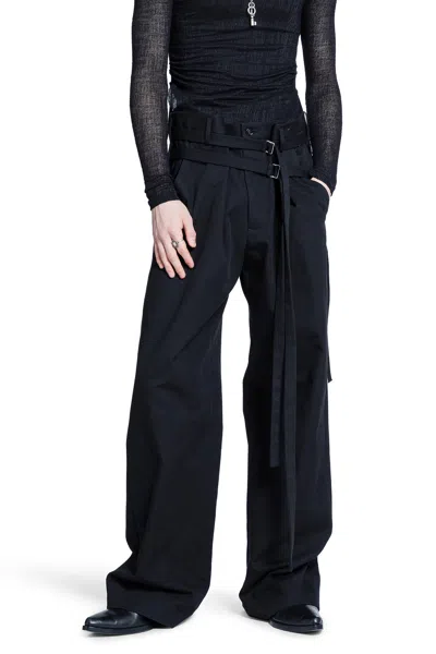 Ann Demeulemeester Woubrecht Double-belted Trousers In Black