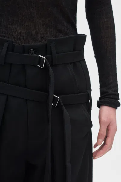 Ann Demeulemeester Woubrecht High Comfort Double Belted Trouser In Black
