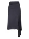 Ann Demeulemeester Ylva Midi Wrap Skirt Wool Twill In Black
