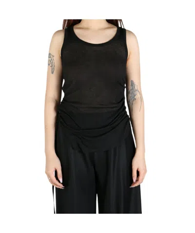 Ann Demeulemeester Wrinkled Cropped Tank Top In Black
