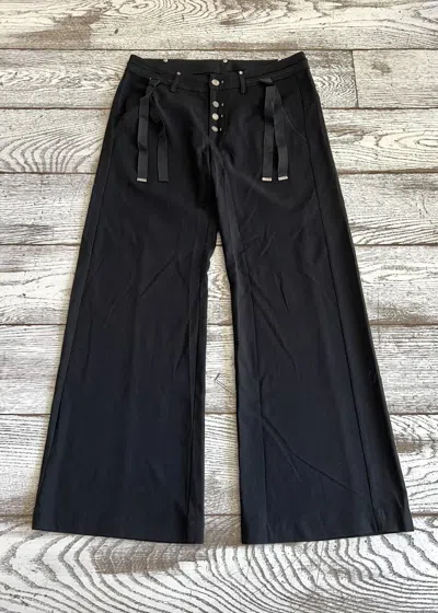 Pre-owned Ann Demeulemeester X Archival Clothing Avant-garde Wide-leg Flare Bondage Black Suit Trousers (size 32)