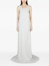 Ann Demeulemeester Floor-length Dress With Belted Waist And Side Slit In Grey