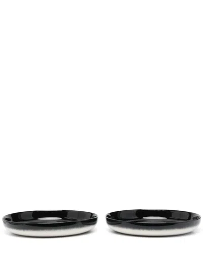 Ann Demeulemeester X Serax Two-tone Porcelain Plates (set Of 2) In Black