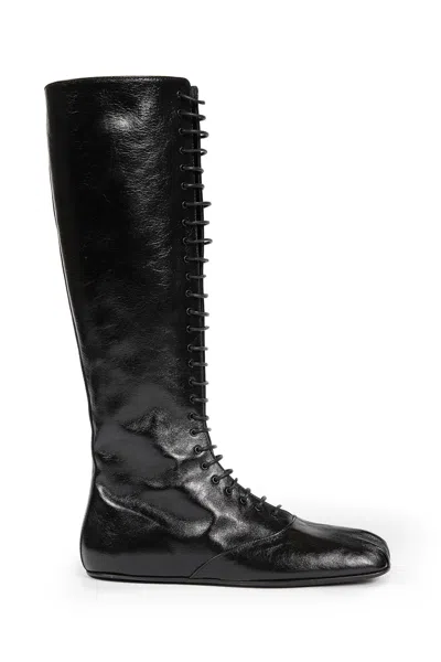 Ann Demeulemeester Ysha Boots In Semi-shiny Leather In Black