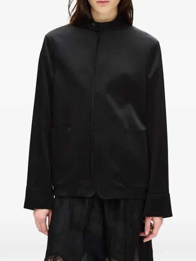 Ann Demeulemeester Zaya Satin-finish High-neck Jacket In Black