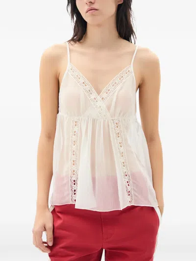 Ann Demeulemeester Zeni Negligé Lace Trim Top In Multi