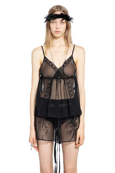 Ann Demeulemeester Lace Transparent Camisole In Black