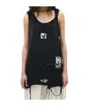 Ann Demeulemeester Zina Standard Tank Top With Printed Patch In Faded Black